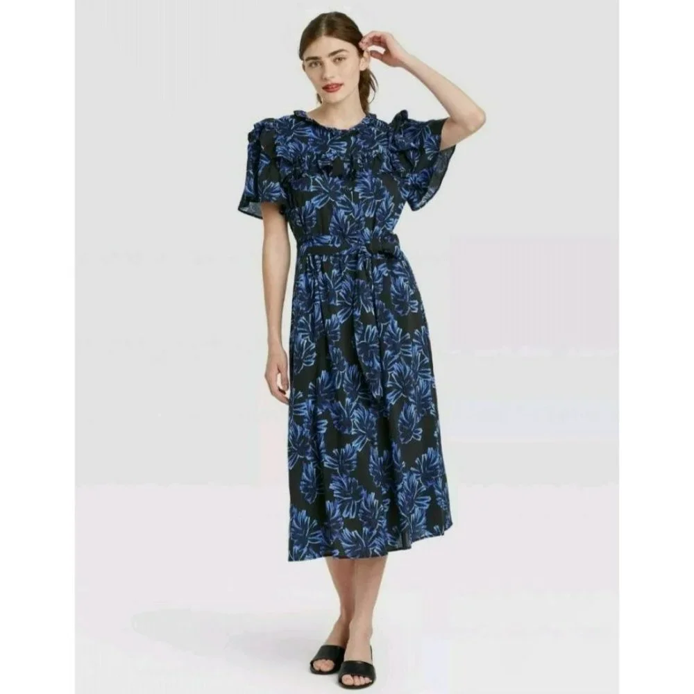 Who What Wear Women's Resist Print Palm Shirt Dress Size L